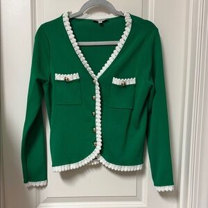 Nanette Lepore Green Blazer with White Trim
